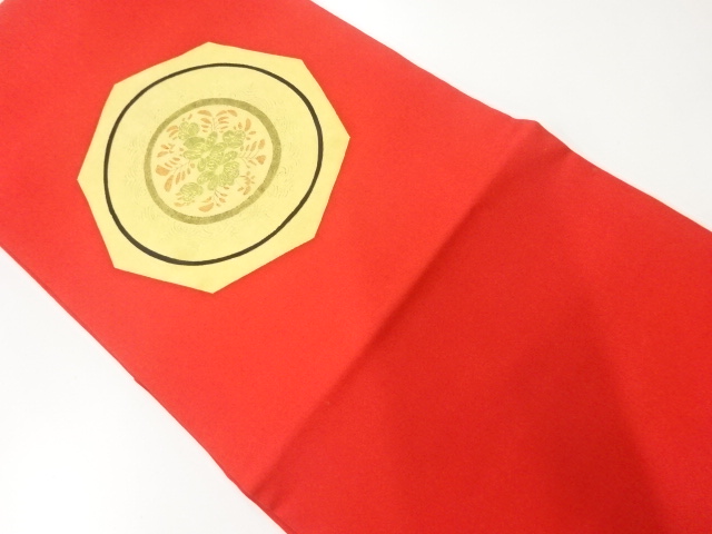 リサイクル　塩瀬金彩丸紋に花模様名古屋帯